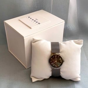 Skagen Grey Titanium Women SWAROVSKI Crystal Watch